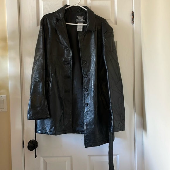 Gorgeous vintage 1990s leWorld leather patchwork belted jacket L - Picture 2 of 14
